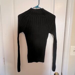 Mango High collar ribbed knit sweater